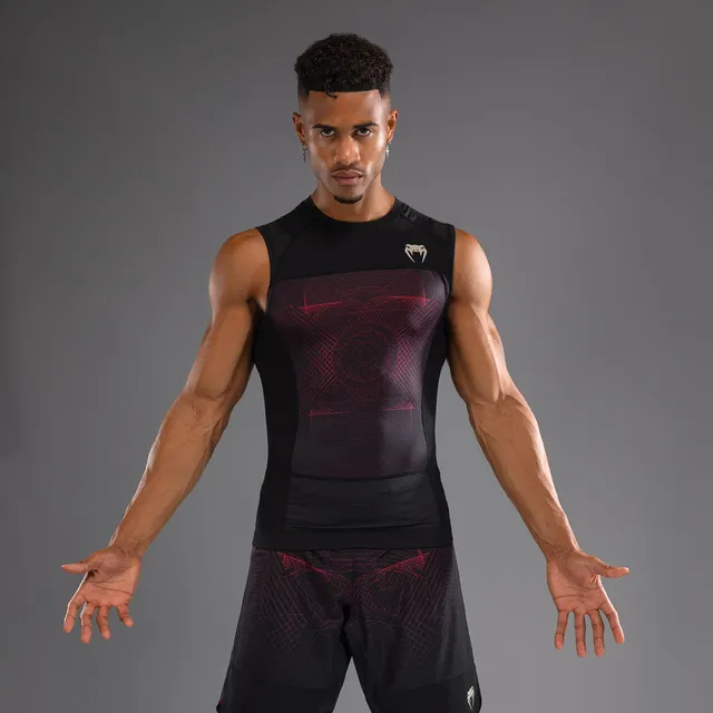 venum-g-fit-air-herren-rmelloses-rashguard-tiefschwarz-feuerrot image 1