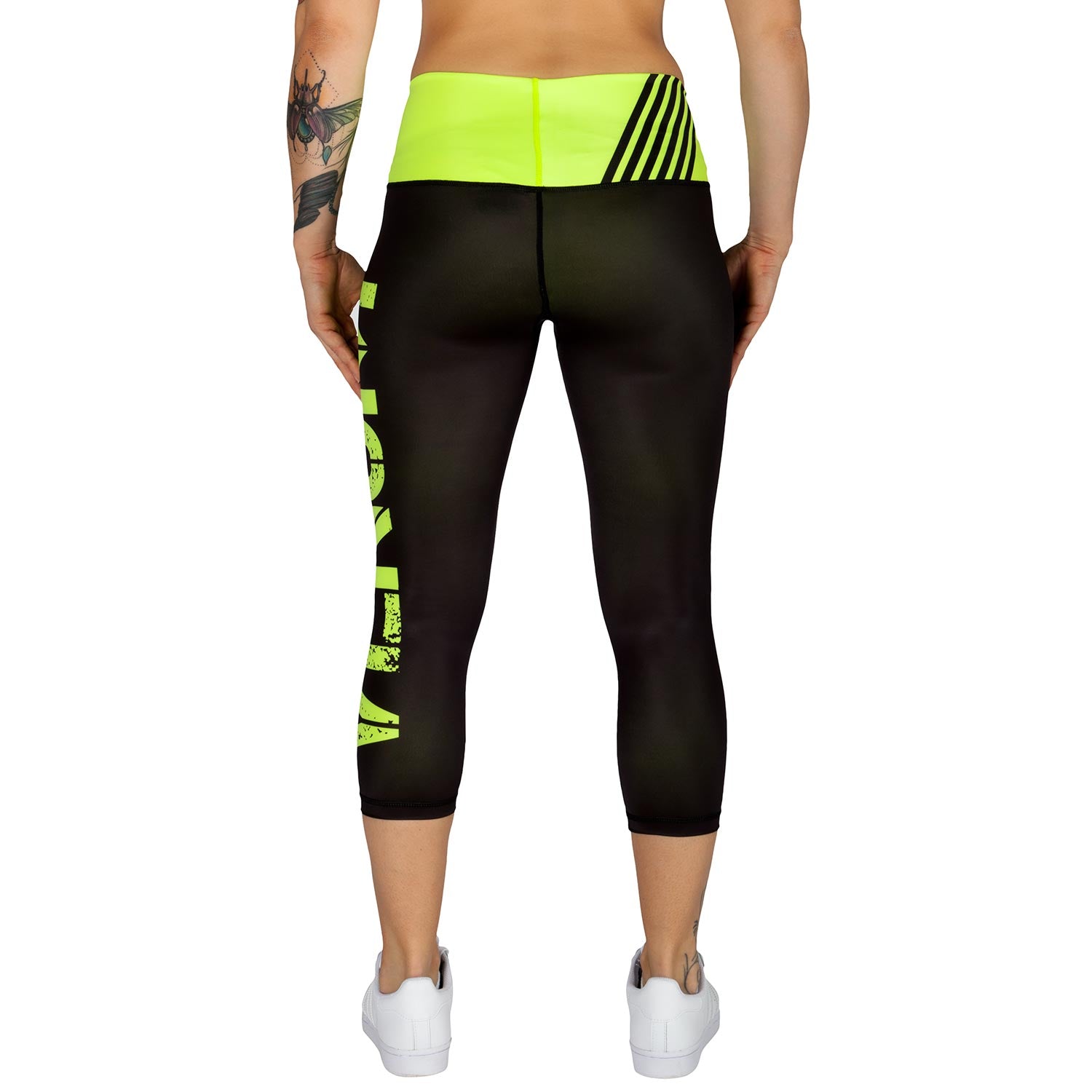 venum-power-kurze-leggings-damen-schwarz-neongelb image 4