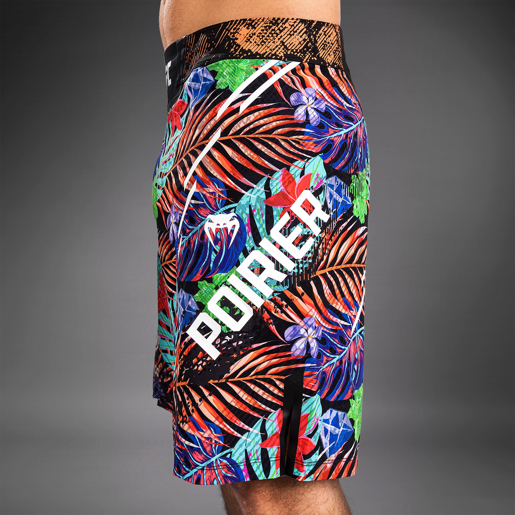 ufc-unrivaled-by-venum-dustin-poirier-fight-short-long-fit-herren-blau-floral image 5