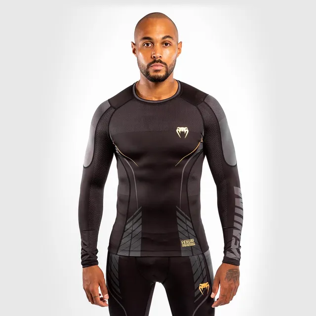 venum-athletics-langarm-kompressions-t-shirt-schwarz-gold image 1