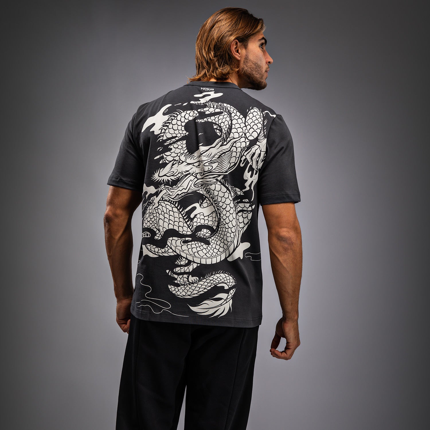 venum-dragon-s-flight-herren-t-shirt-anthrazitgrau-cremewei image 2