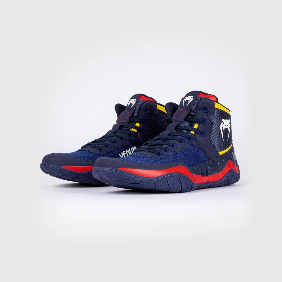 venum-elite-wrestling-schuhe-blau-gelb image 1