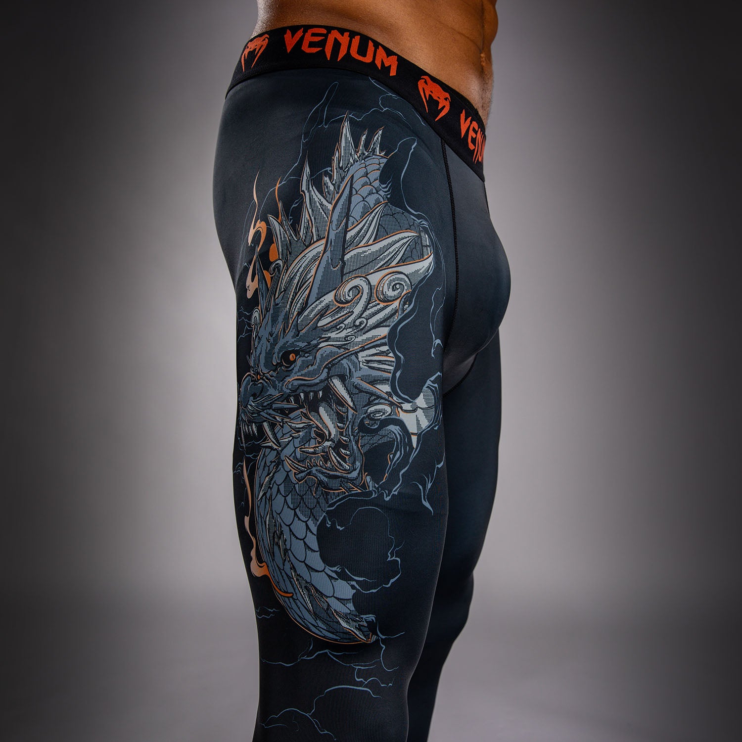 venum-thunder-dragon-spats-schwarz-grau-kupfer image 8