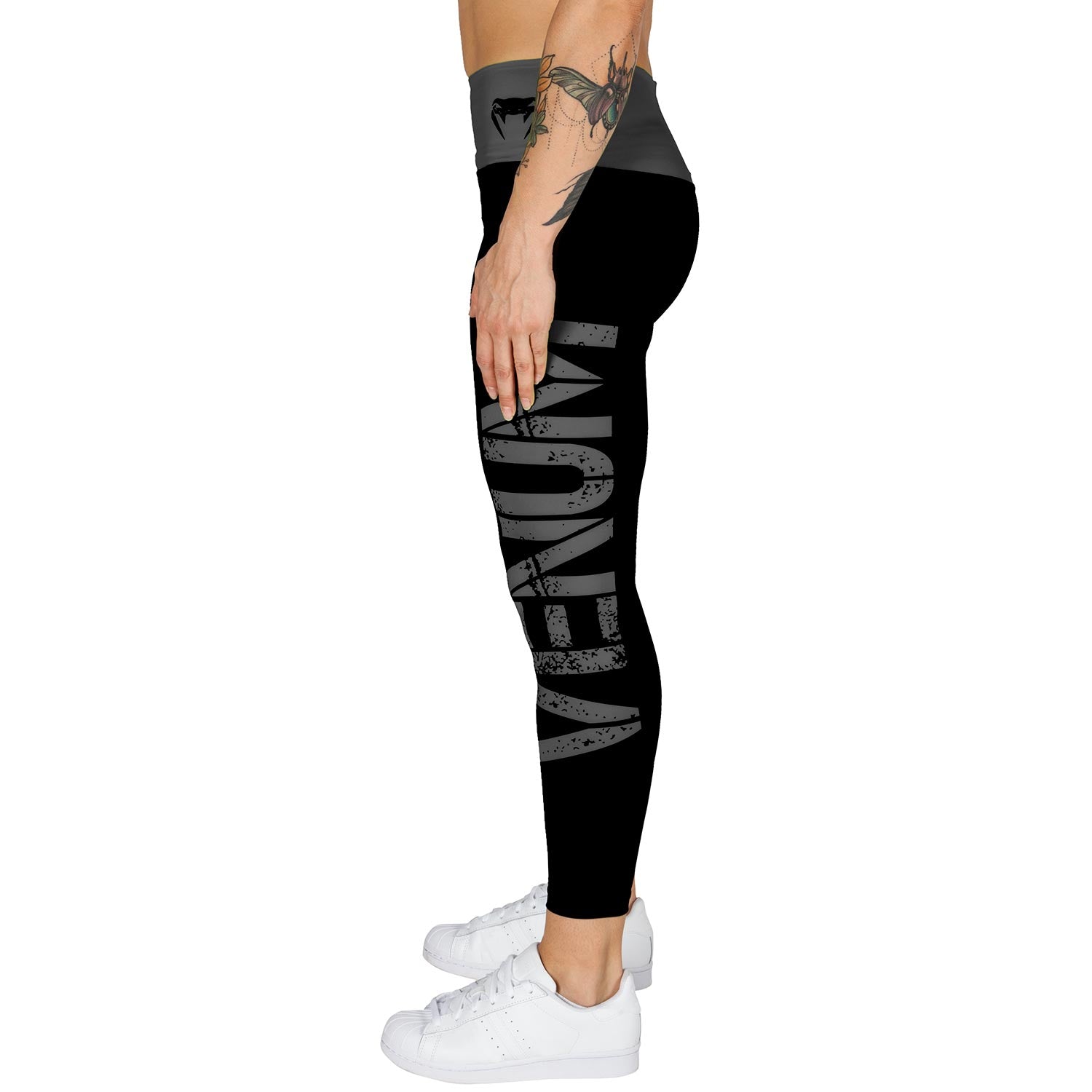 venum-power-leggings-schwarz-grau-damen-fitness-leggings image 3