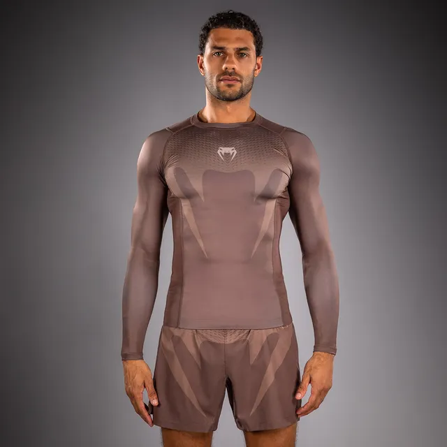venum-no-gi-rashguard-langarm-herren-schokoladenbraun-ibjjf-approved image 1