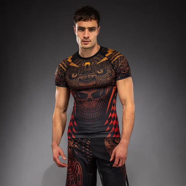 venum-quetzal-fury-kurzarm-rashguard-herren-schwarz-rot-tangerine image 1