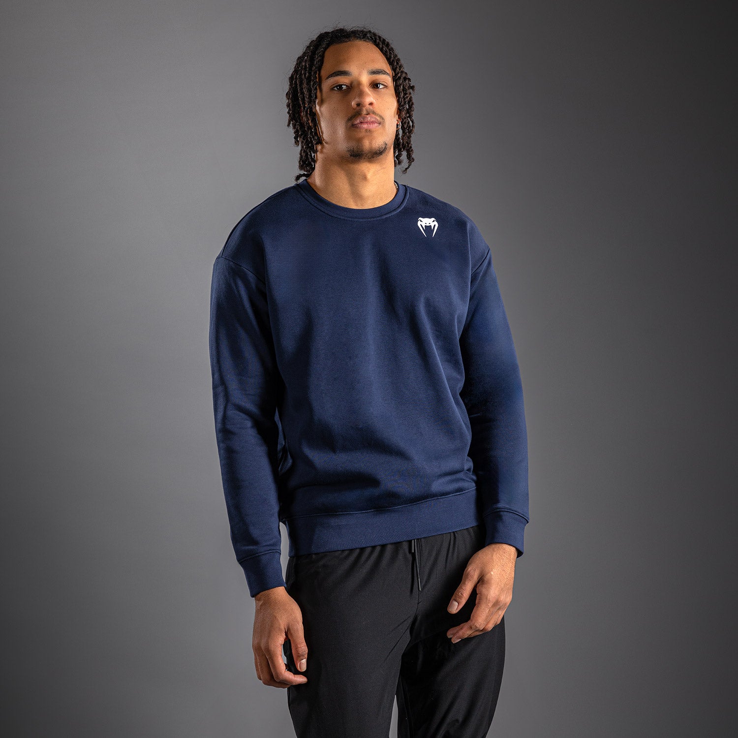 venum-lineup-fleece-crew-sweater-navy-blau-wei image 1