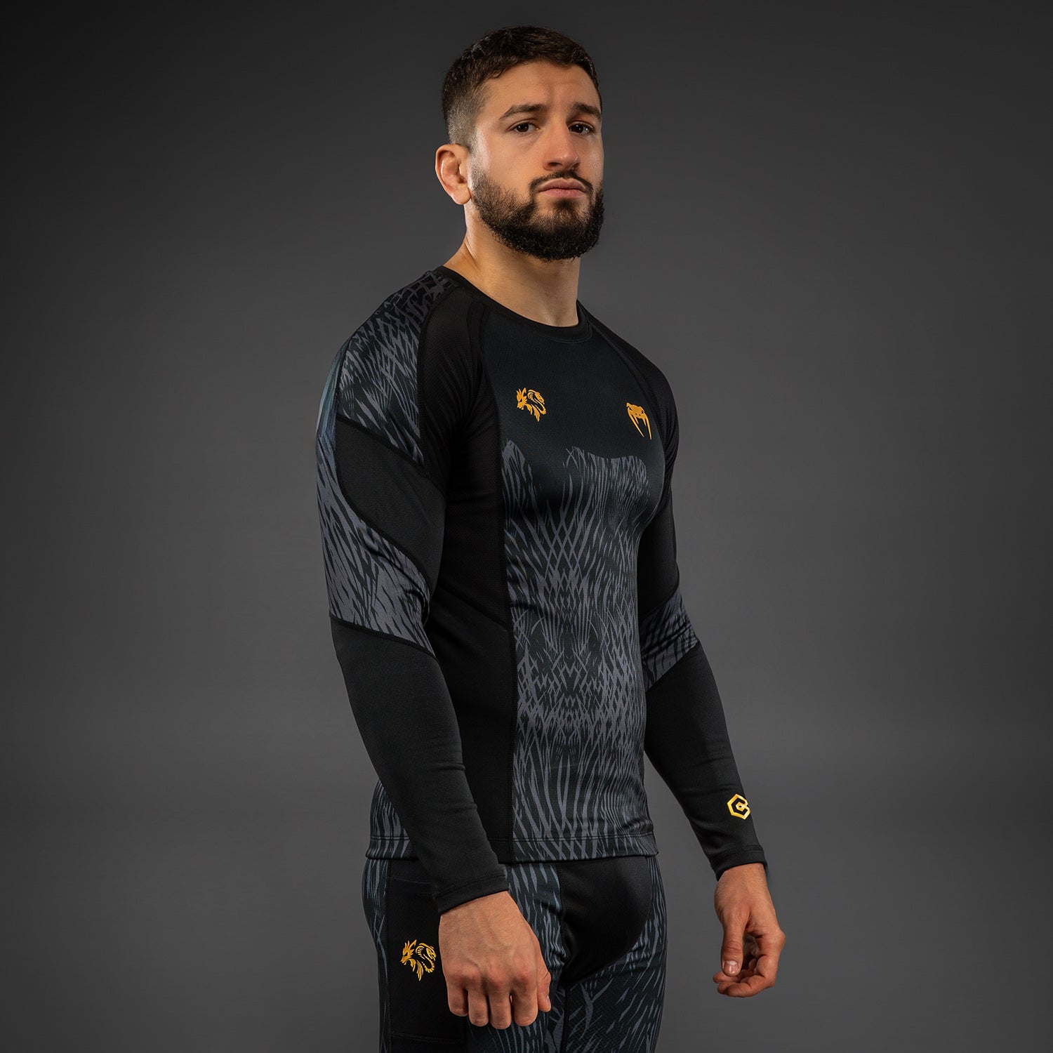 venum-x-chimaev-wild-borz-langarm-rashguard-schwarz-grau image 3
