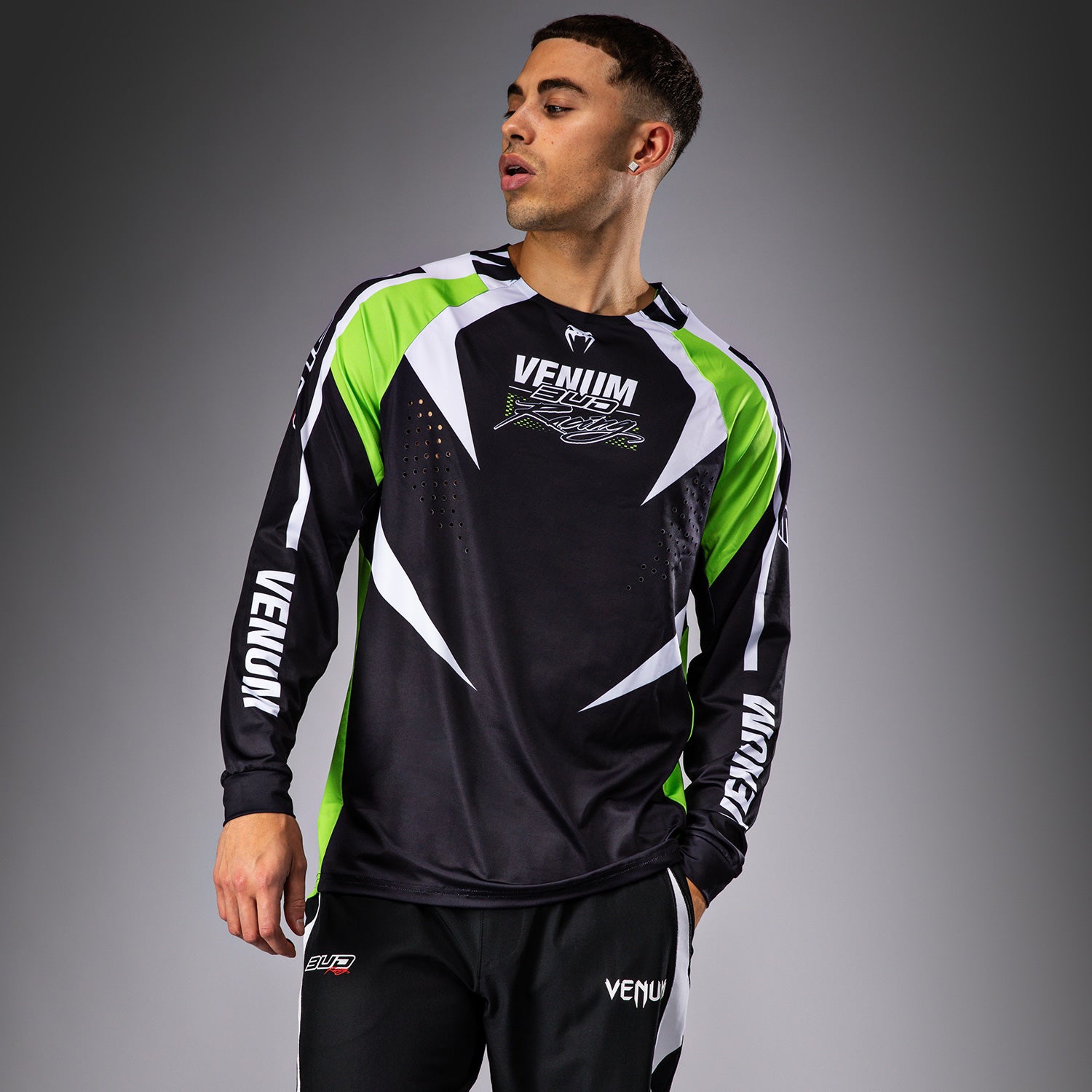 venum-x-bud-racing-dry-tech-t-shirt-herren-schwarz-wei-limettengr-n image 2