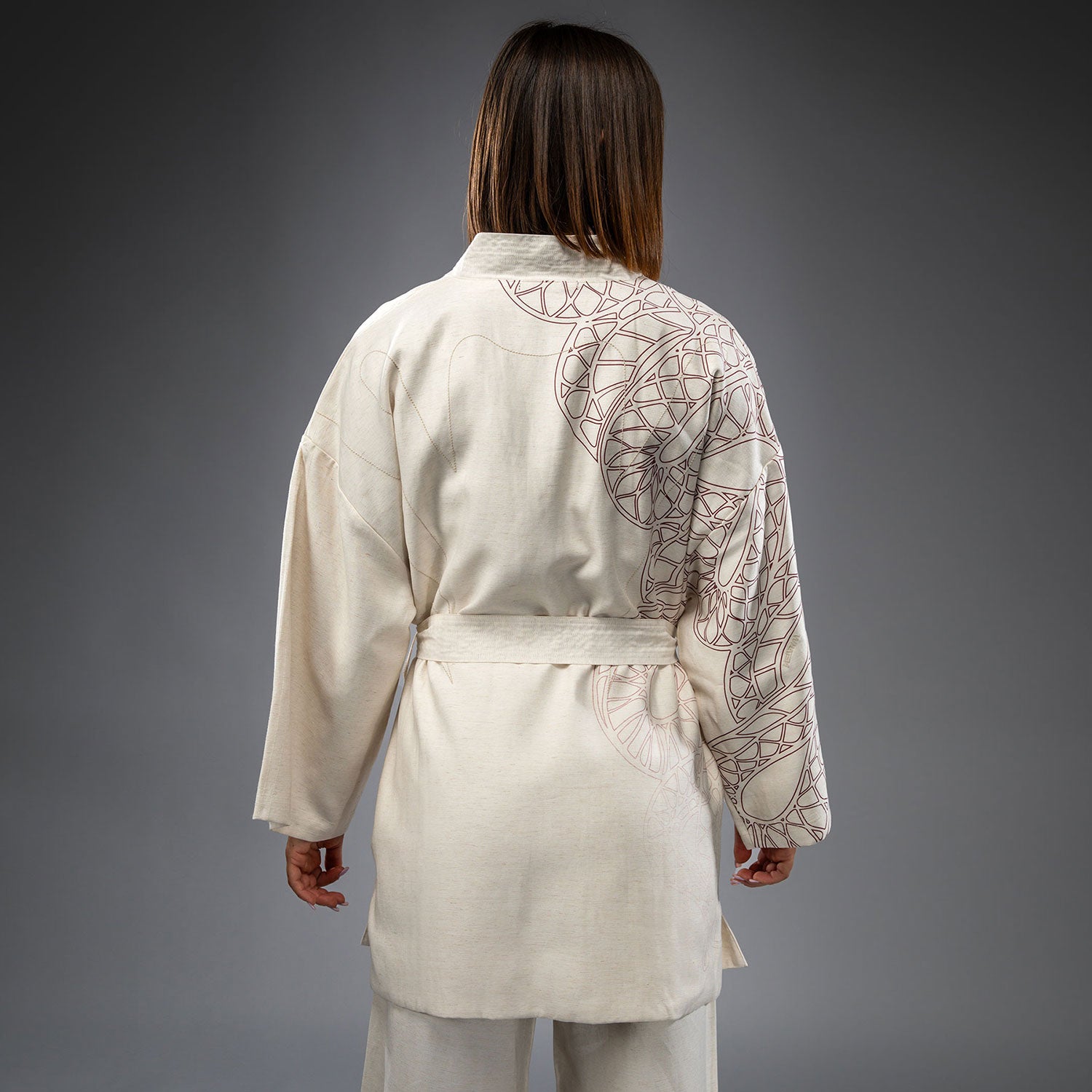 venum-serpenti-damenjacke-lifestyle-jacke-im-kimono-stil-elfenbein-burgunder image 2