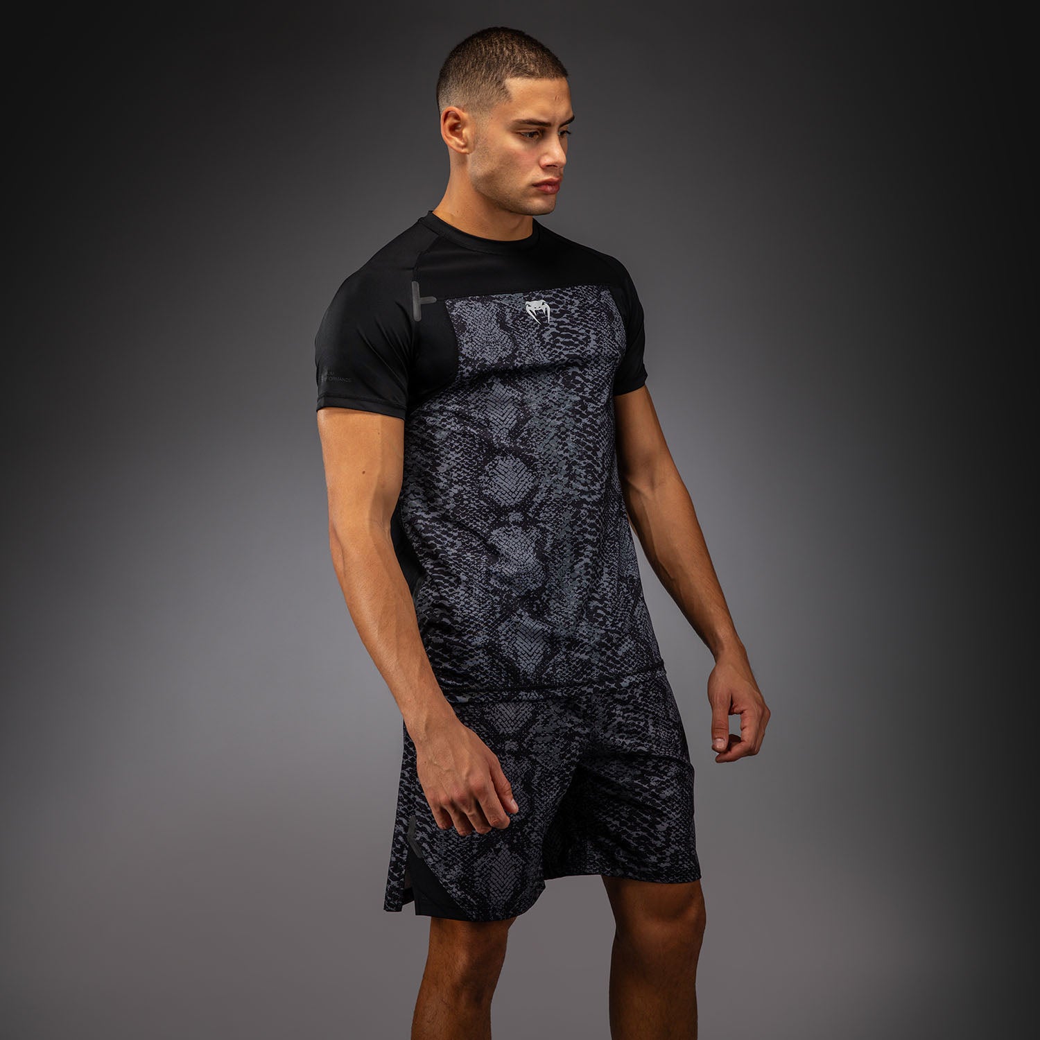 venum-g-fit-scales-dry-tech-t-shirt-herren-schwarz-anthrazitgrau image 2