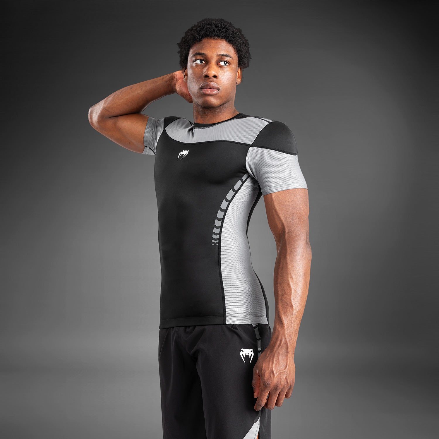 venum-tempest-herren-kurzarm-rashguard-schwarz-grau image 1