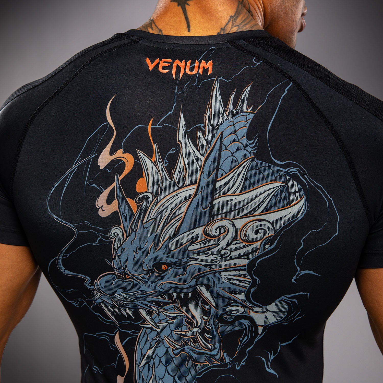 venum-thunder-dragon-kurzarm-rashguard-schwarz-grau-kupfer image 8