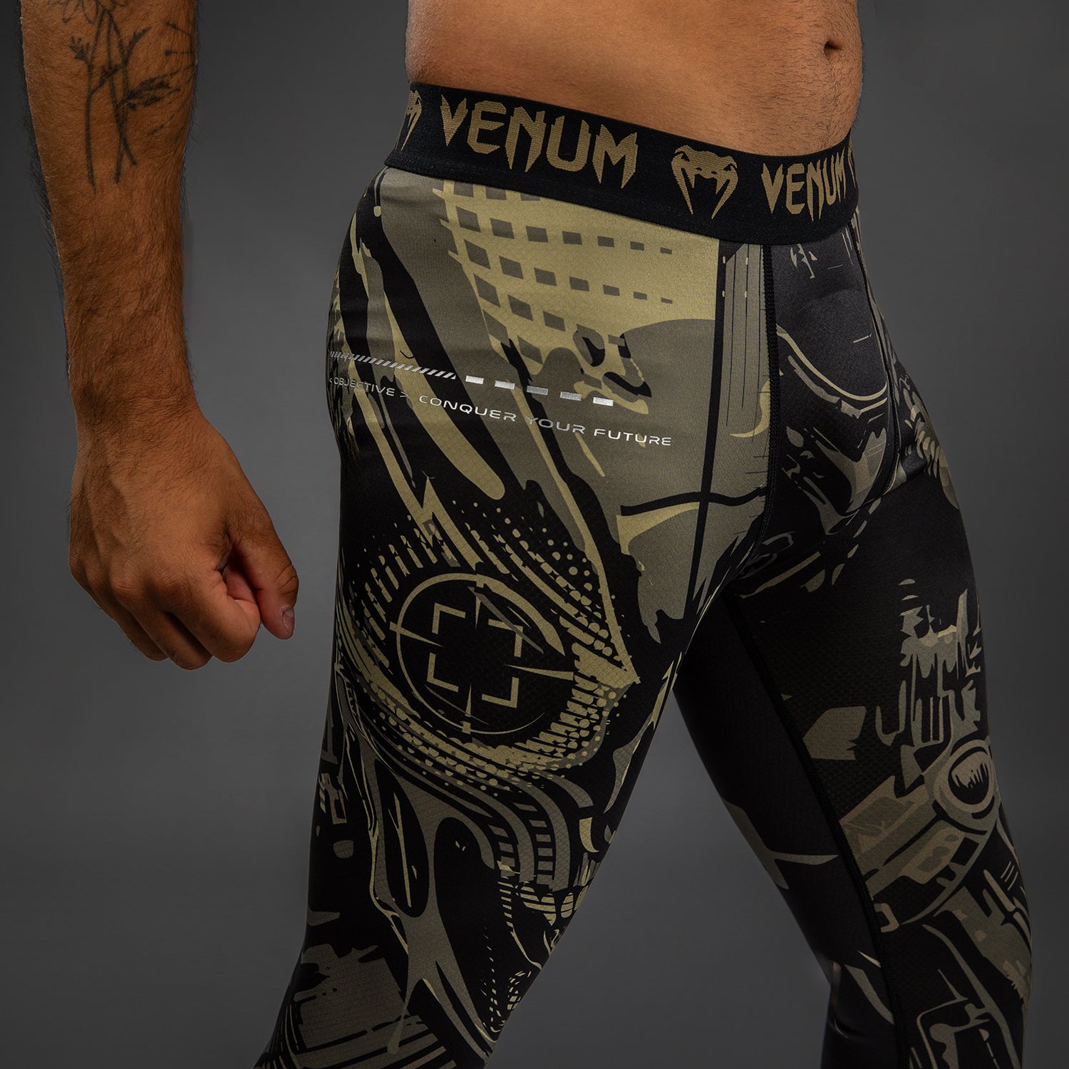 venum-invader-spats-schwarz-sand-herren-kompressionshose image 8