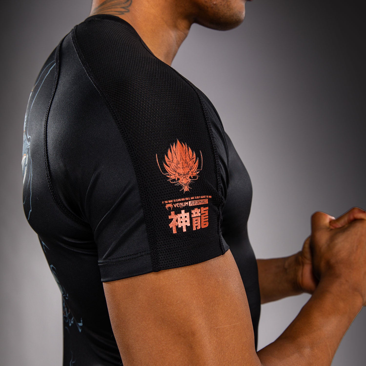 venum-thunder-dragon-kurzarm-rashguard-schwarz-grau-kupfer image 7