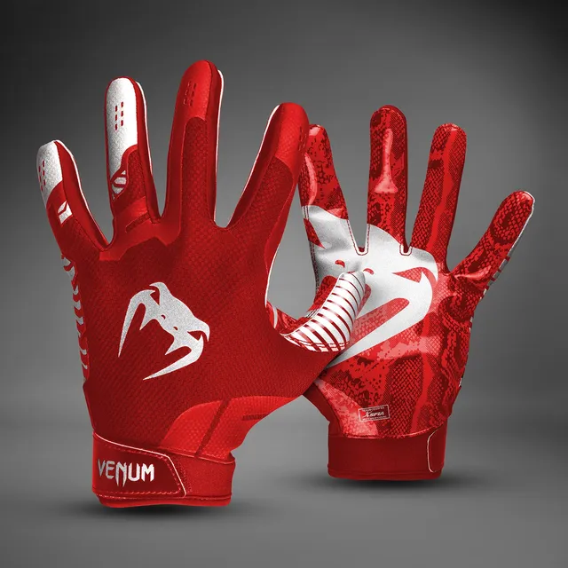 venum-elite-football-handschuhe-rot-silber image 1