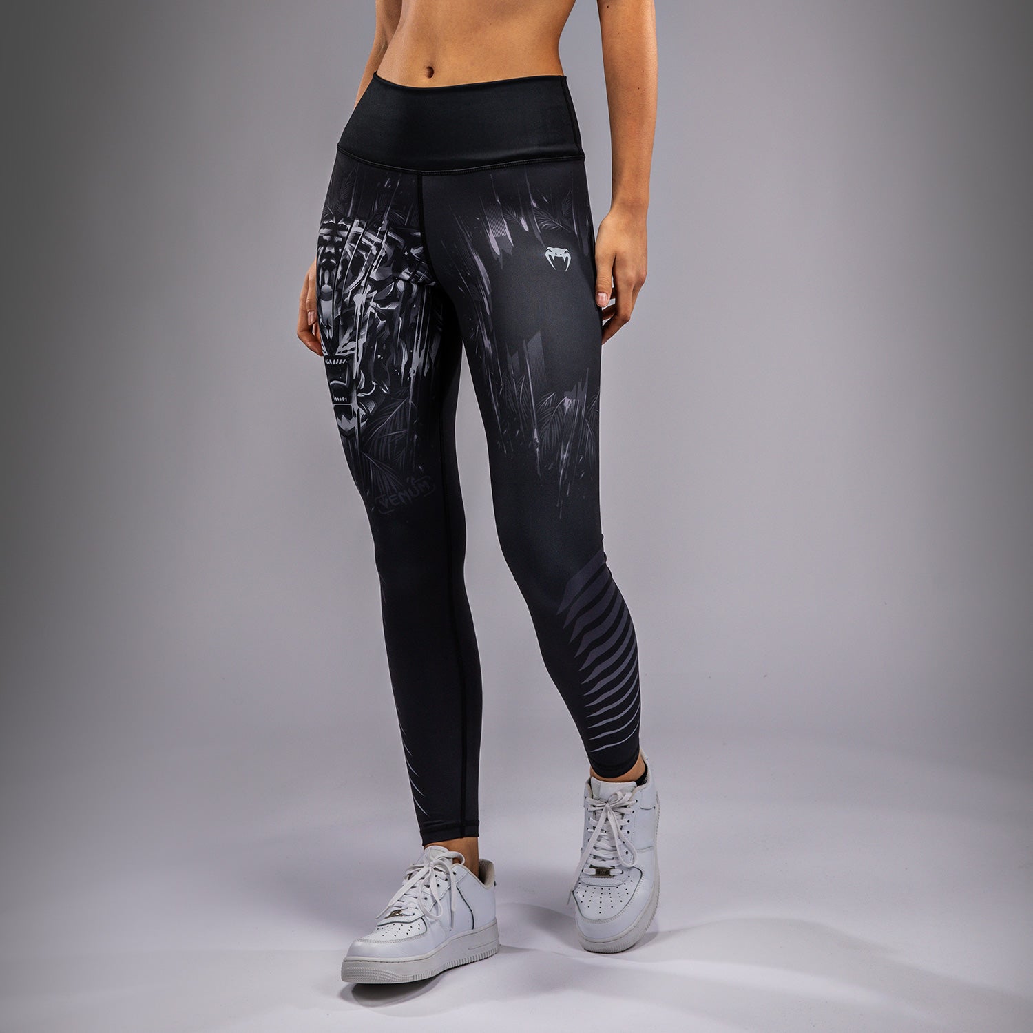 venum-tiger-damen-leggings-lang-schwarz-silber image 2