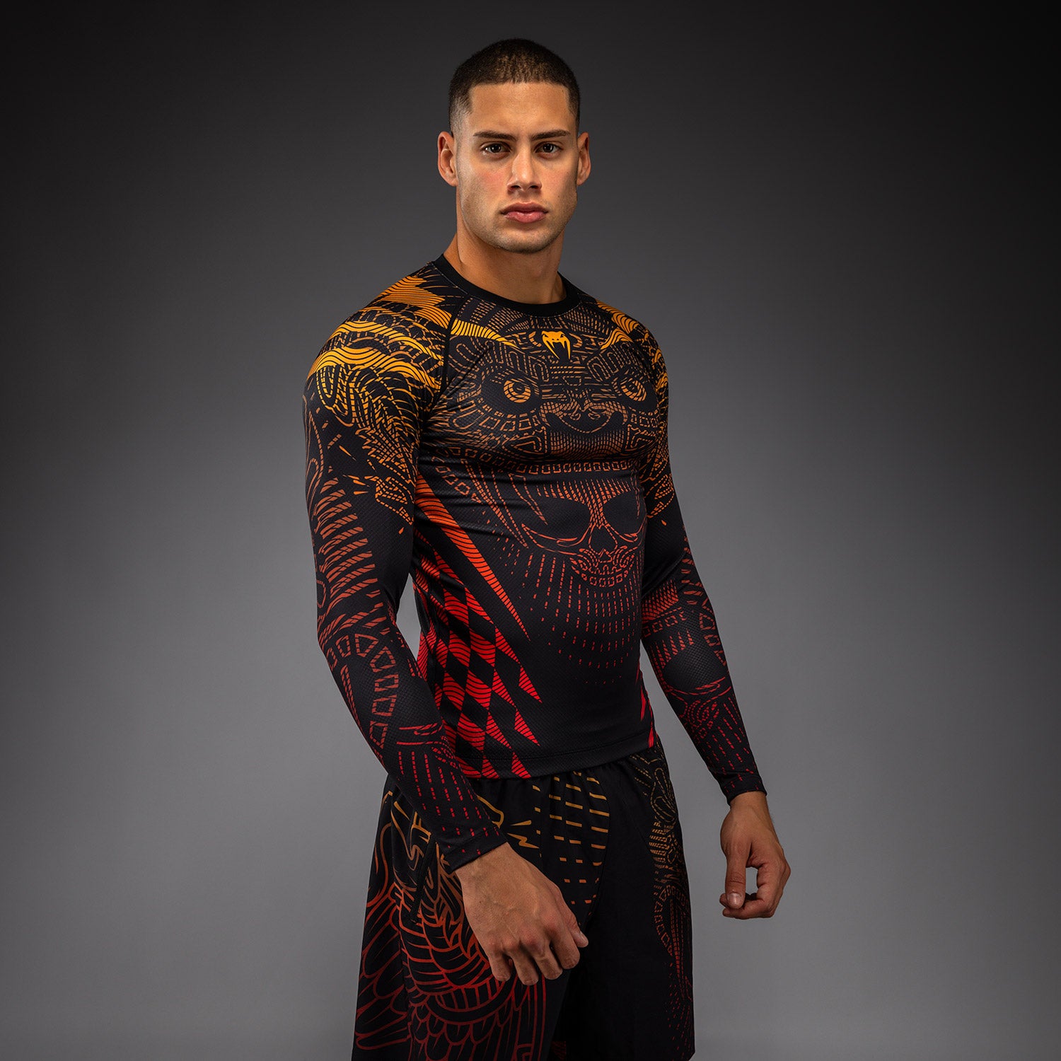 venum-quetzal-fury-rashguard-langarm-herren-schwarz-fury-rot-tangerine image 2