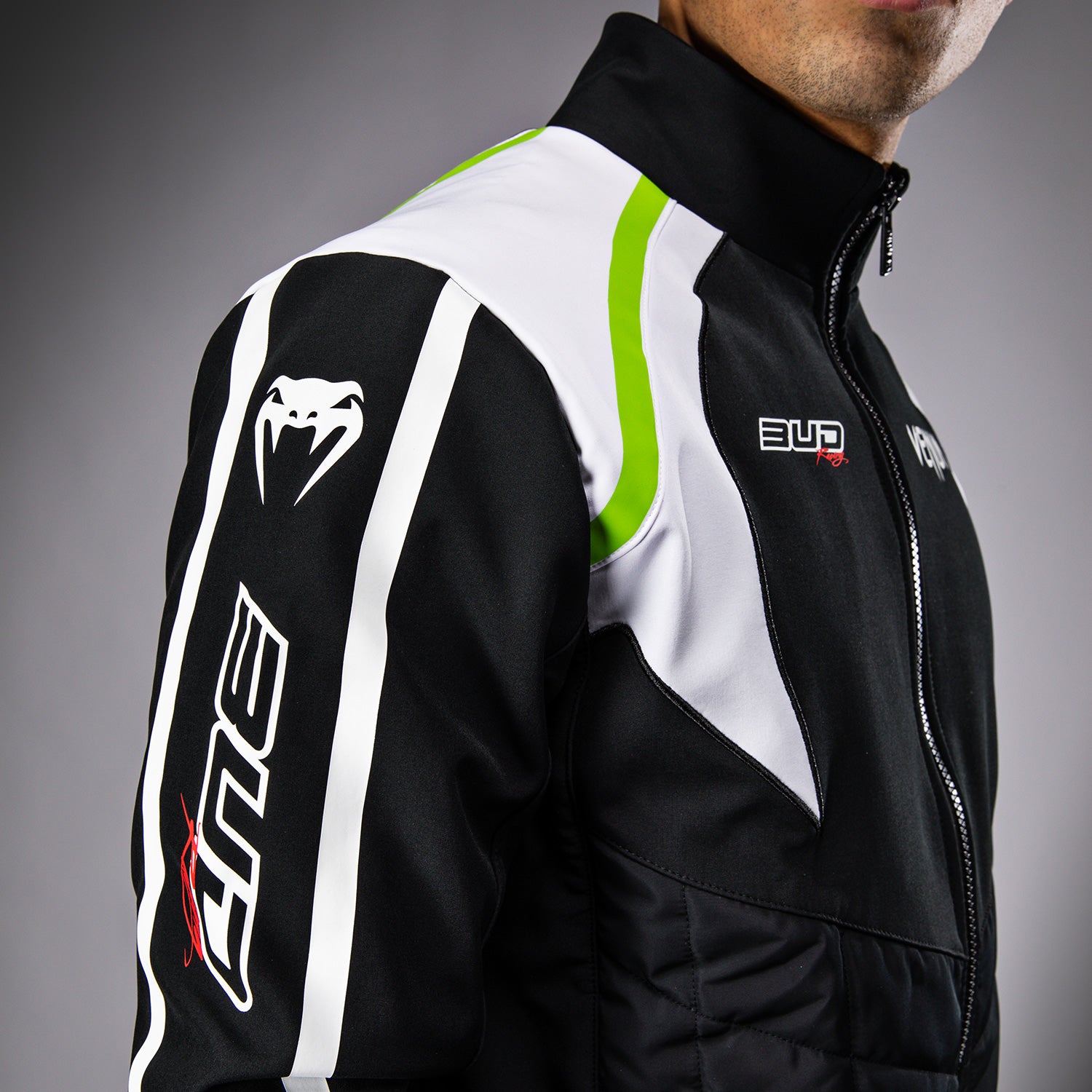venum-x-bud-racing-herren-softshell-jacke-schwarz-wei-limettengr-n image 8