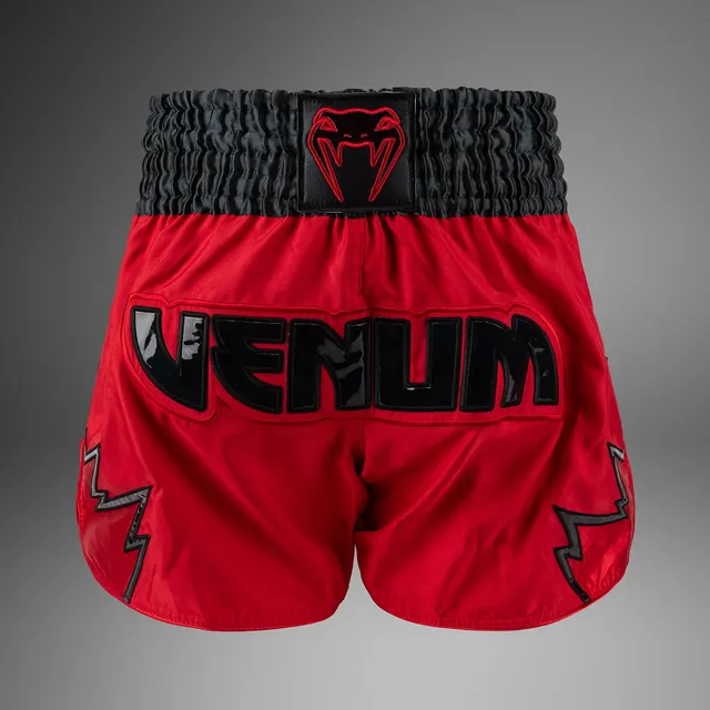 venum-inferno-muay-thai-shorts-rot-charcoal-grau-schwarz image 1