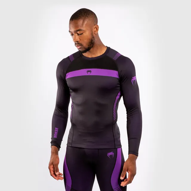 venum-no-gi-3-0-kompressions-t-shirt-langarm-schwarz-lila image 1
