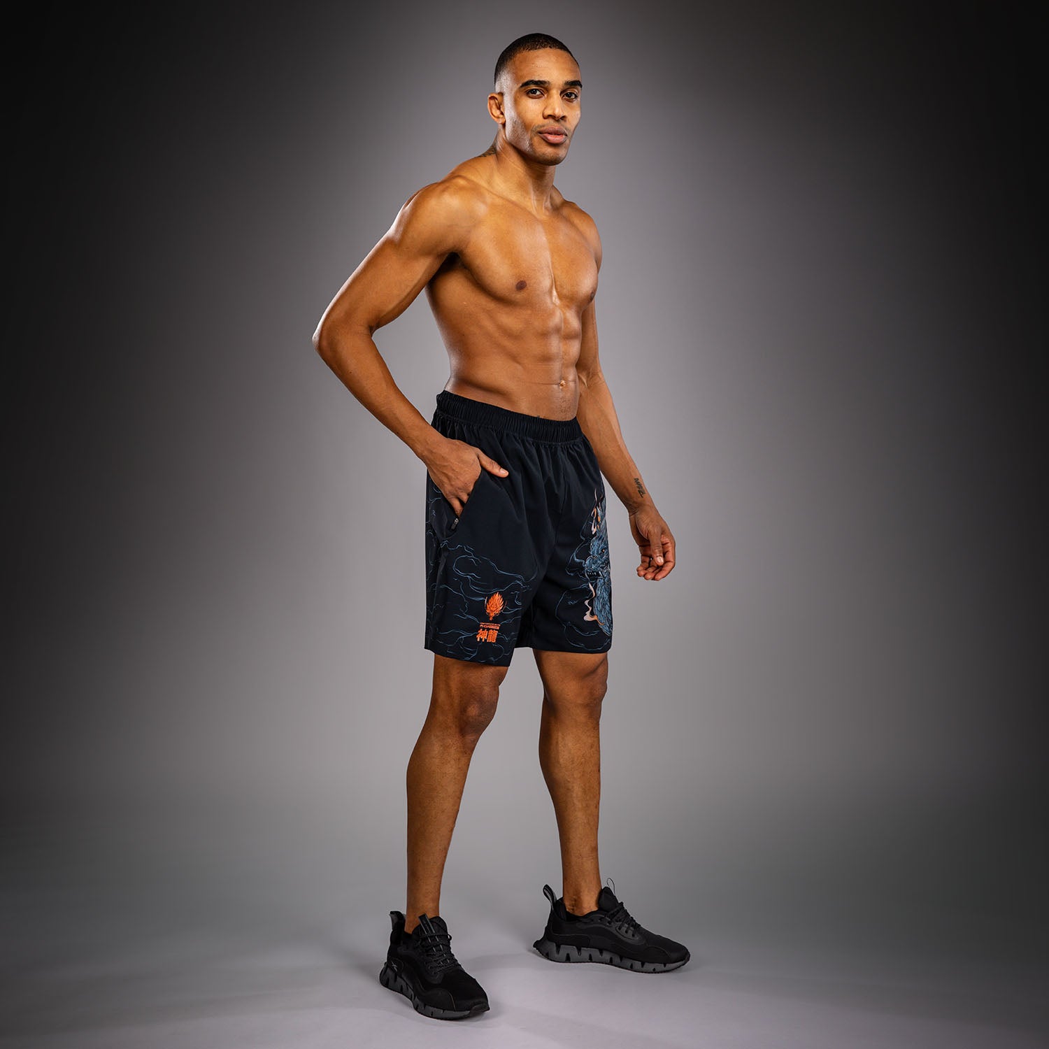 venum-thunder-dragon-trainingsshorts-schwarz-grau-kupfer image 3