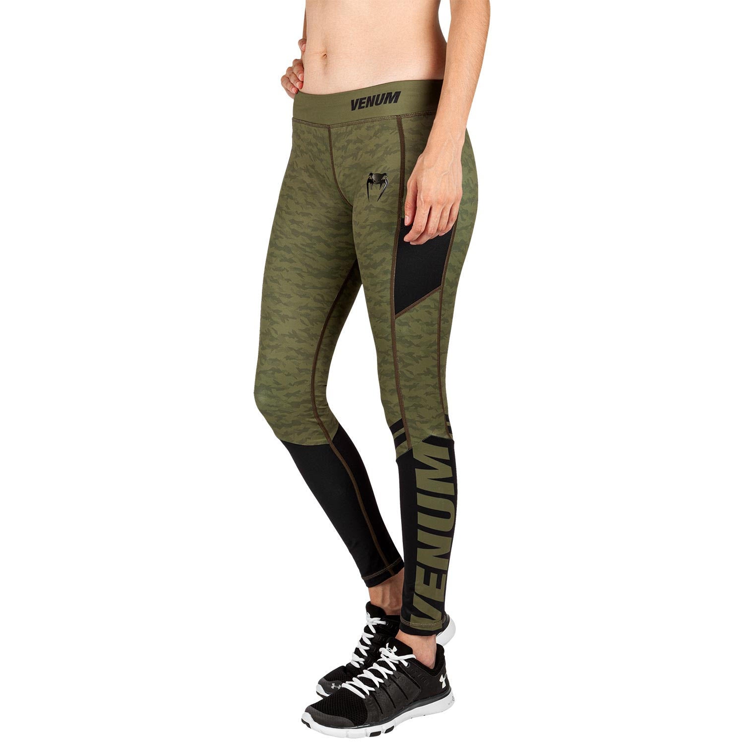 venum-power-2-0-leggings-damen-khaki-schwarz image 1