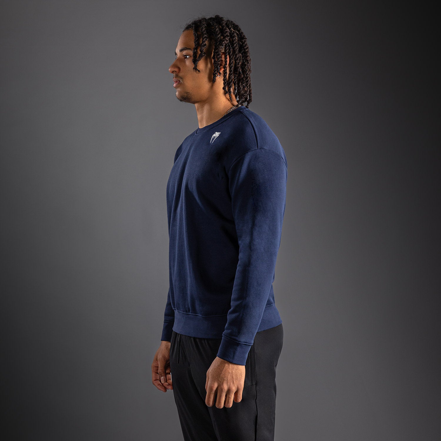 venum-lineup-fleece-crew-sweater-navy-blau-wei image 3
