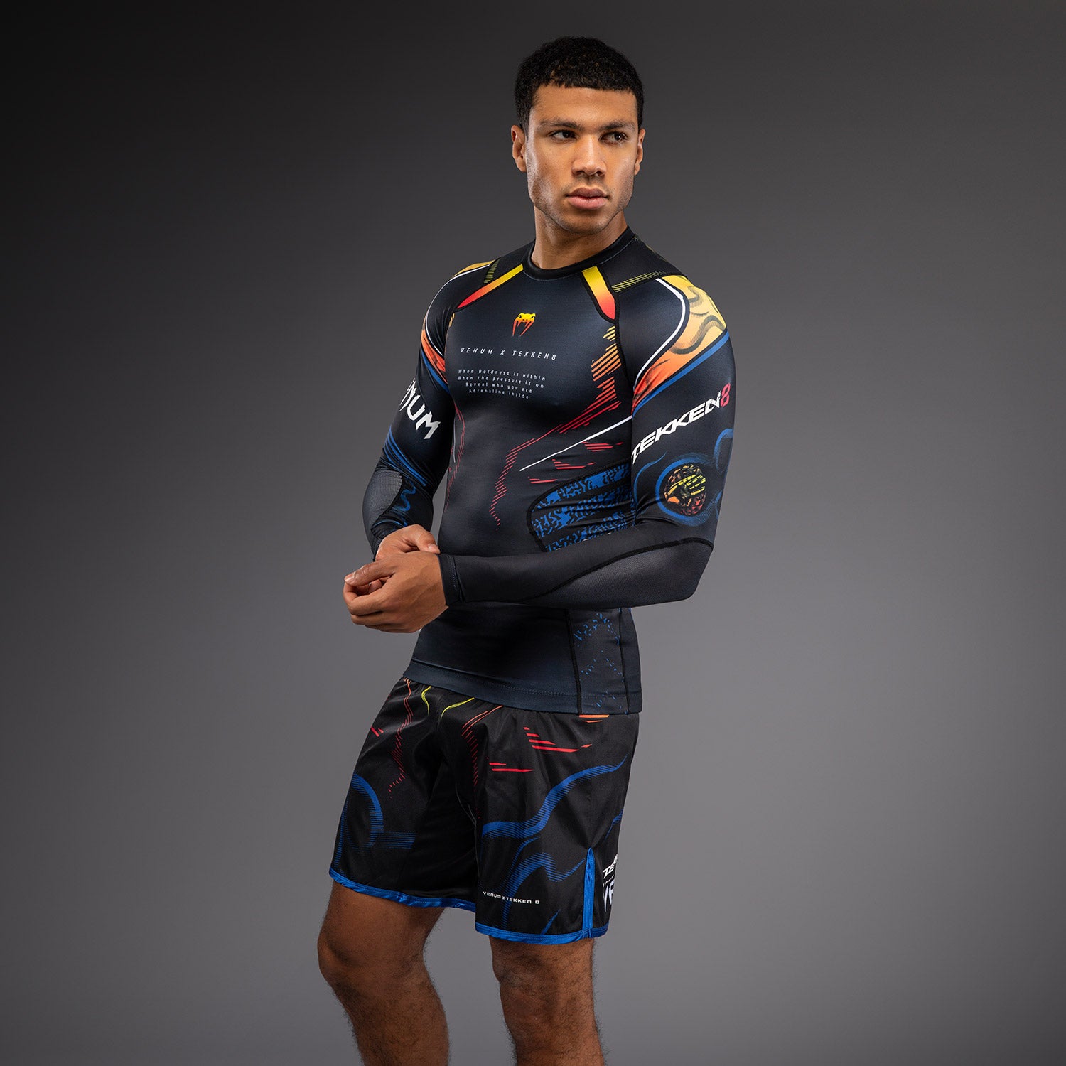 venum-x-tekken-8-yoshimitsu-langarm-rashguard-schwarz-orange image 3