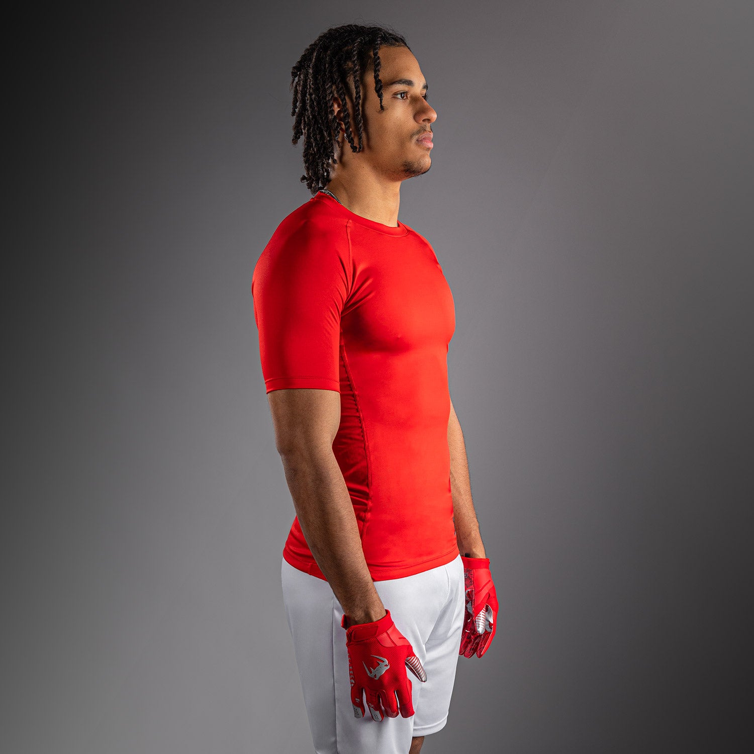 venum-lineup-kompressionsshirt-kurzarm-herren-rot-wei image 3