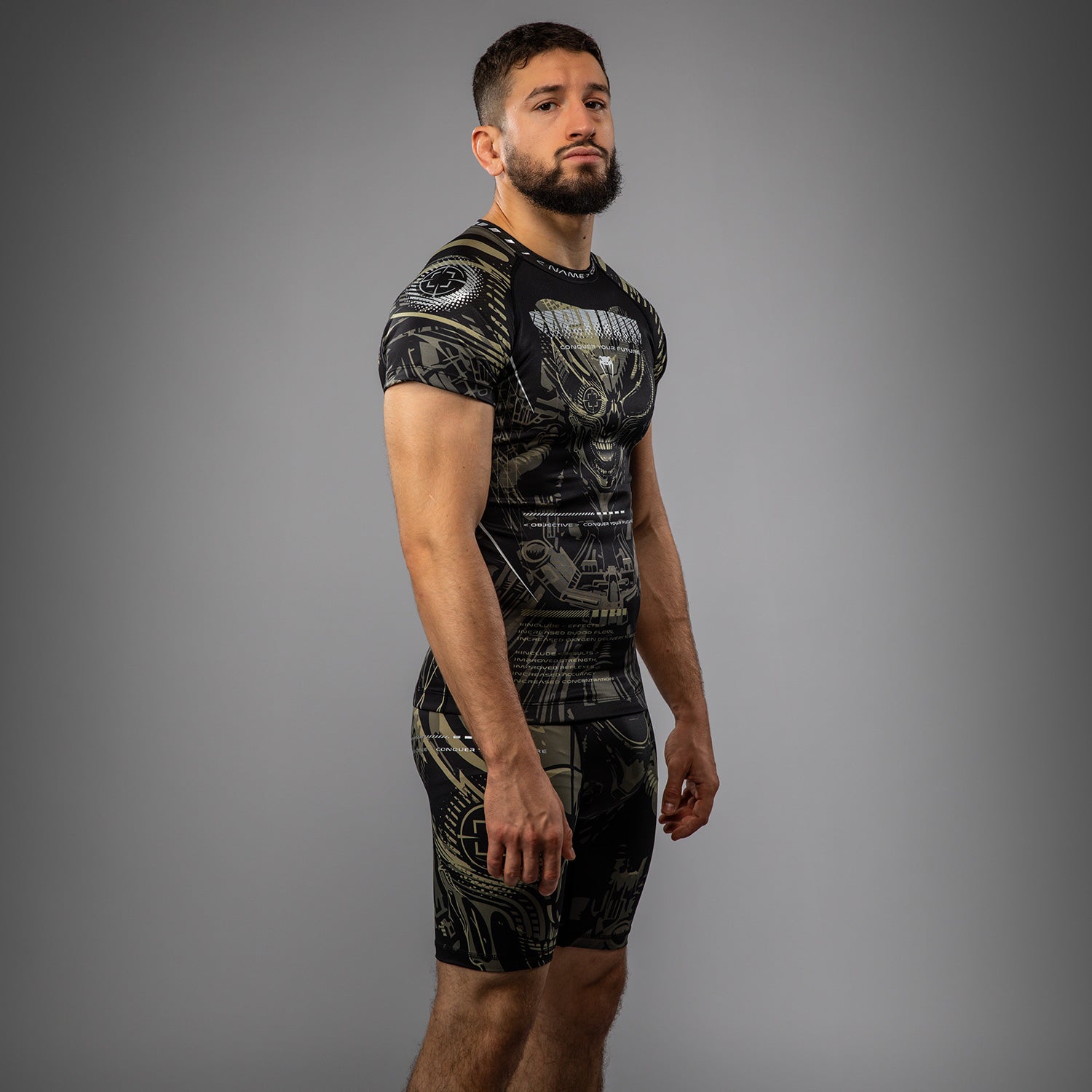 venum-invader-kurzarm-rashguard-schwarz-sand-f-r-herren image 2