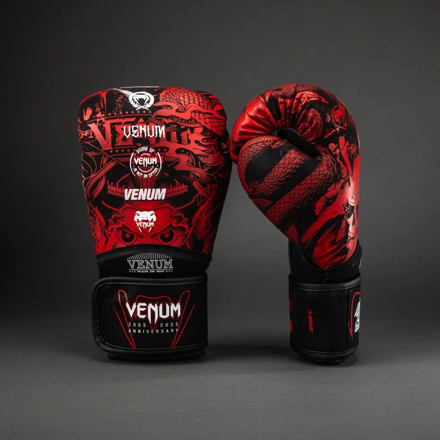 venum-20th-anniversary-boxhandschuhe-schwarz-rot-mit-klettverschluss image 1