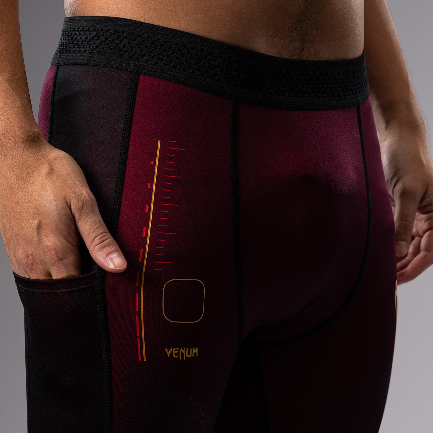 venum-tactical-xt-spats-leggings-schwarz-burgund-gold image 7