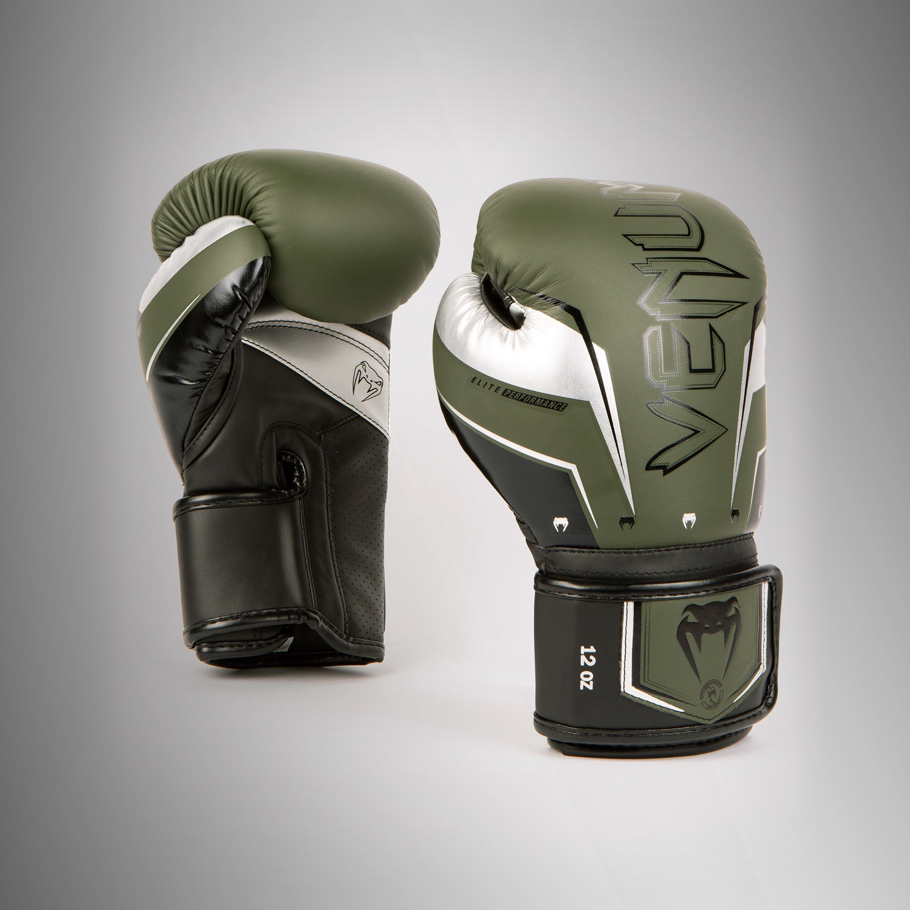 venum-elite-evo-boxhandschuhe-khaki-silber image 1