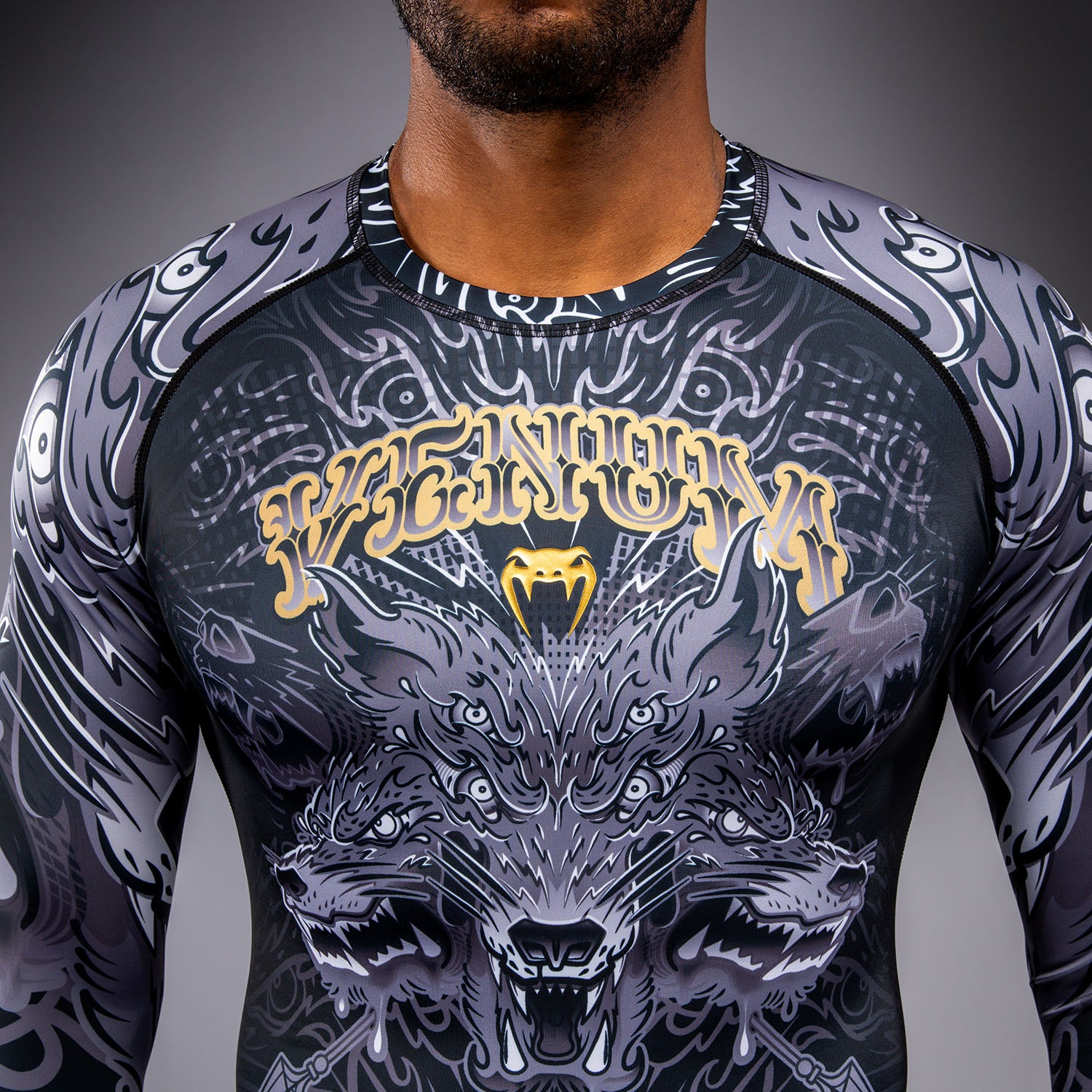 venum-wolf-atak-langarm-rashguard-schwarz-grau image 5