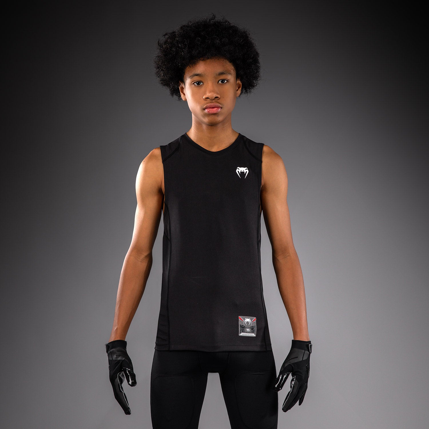 venum-elite-fu-ball-kompressionsshirt-kinder-rmellos-schwarz image 1