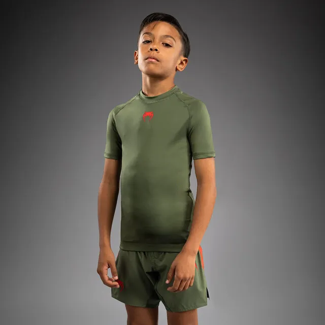 venum-contender-kinder-rashguard-kurzarm-armeegr-n-orange image 1