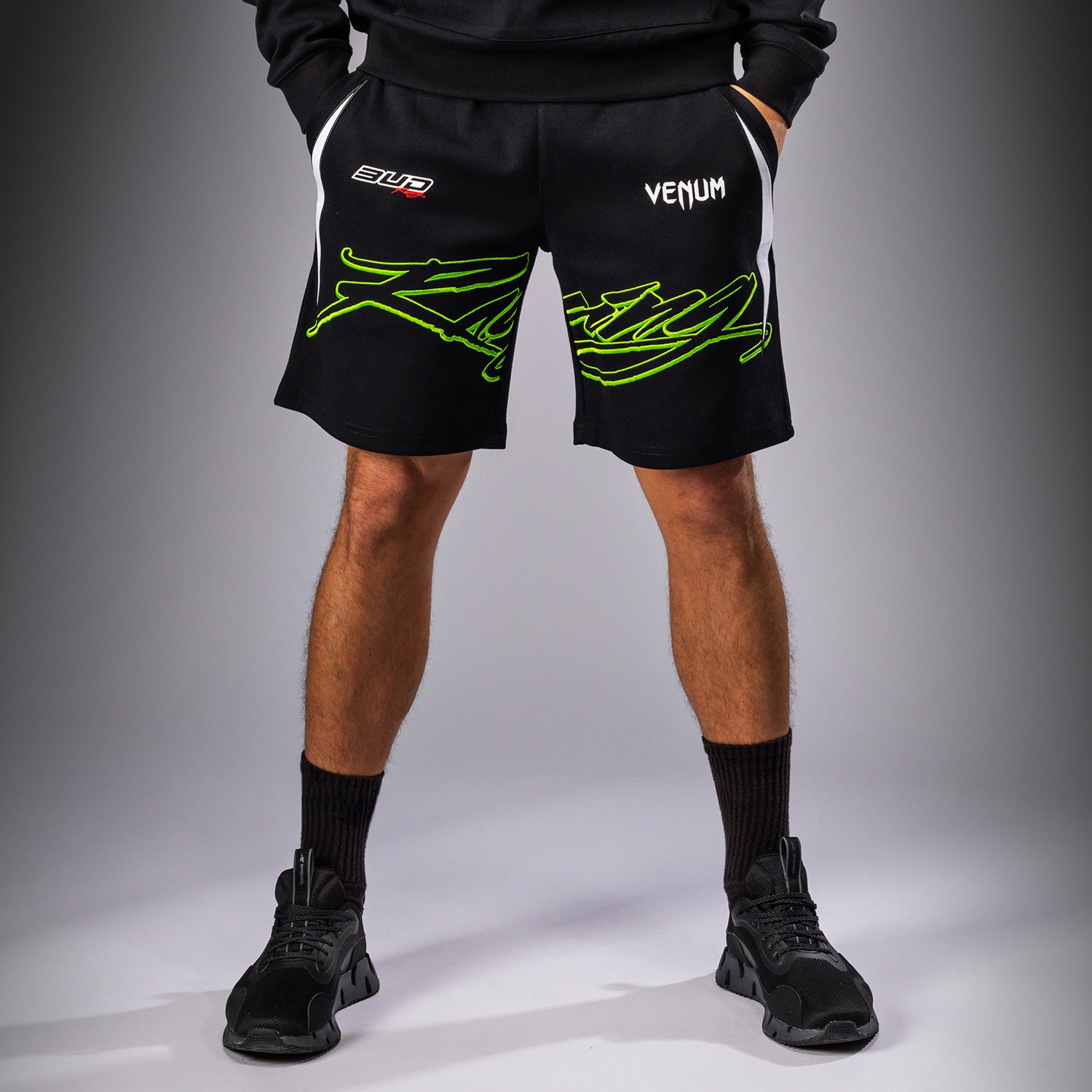 venum-x-bud-racing-baumwoll-shorts-herren-schwarz-wei-limettengr-n image 2