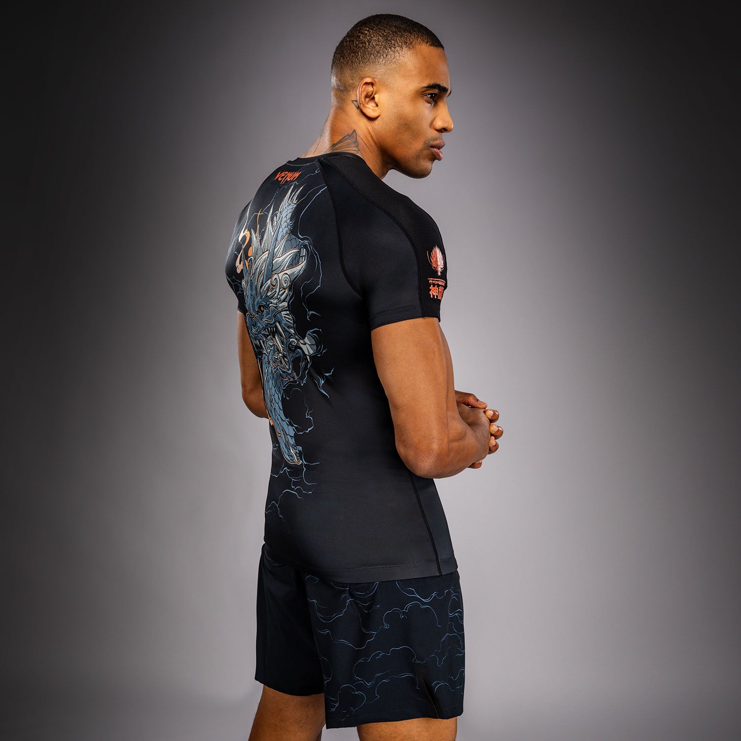 venum-thunder-dragon-kurzarm-rashguard-schwarz-grau-kupfer image 5