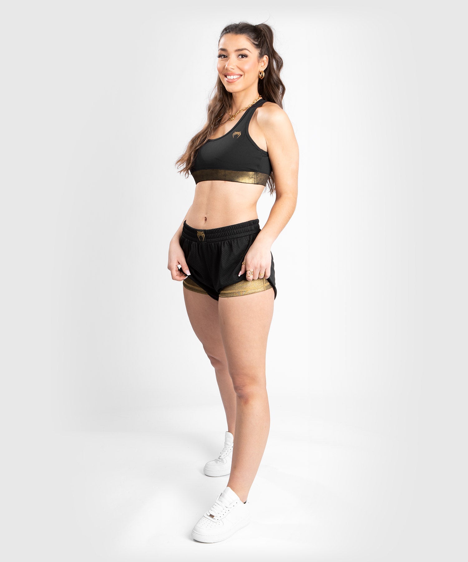 venum-lightning-double-layer-shorts-schwarz-gold-damen image 2