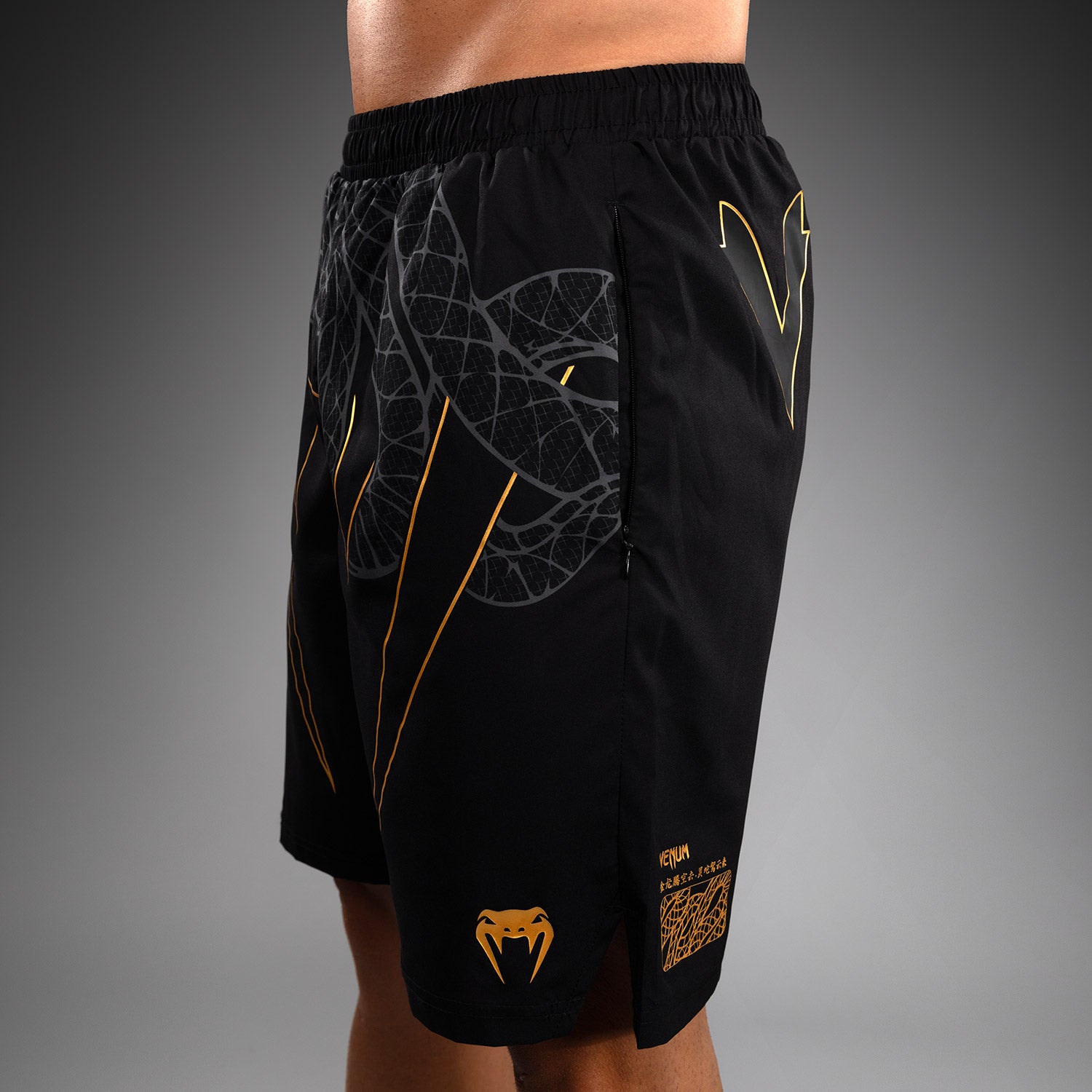 venum-serpenti-trainingsshorts-herren-lang-geschnitten-schwarz-silber-gold image 6