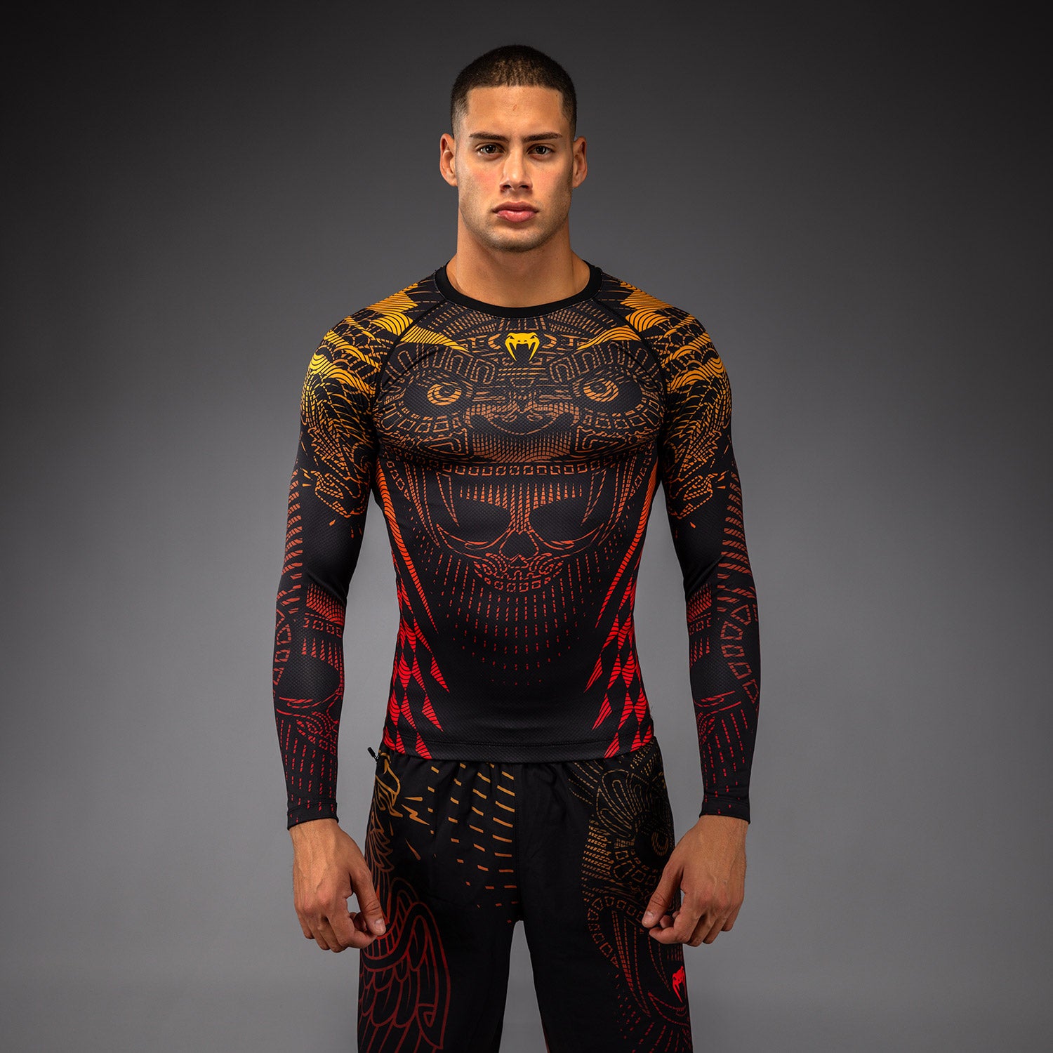 venum-quetzal-fury-rashguard-langarm-herren-schwarz-fury-rot-tangerine image 1