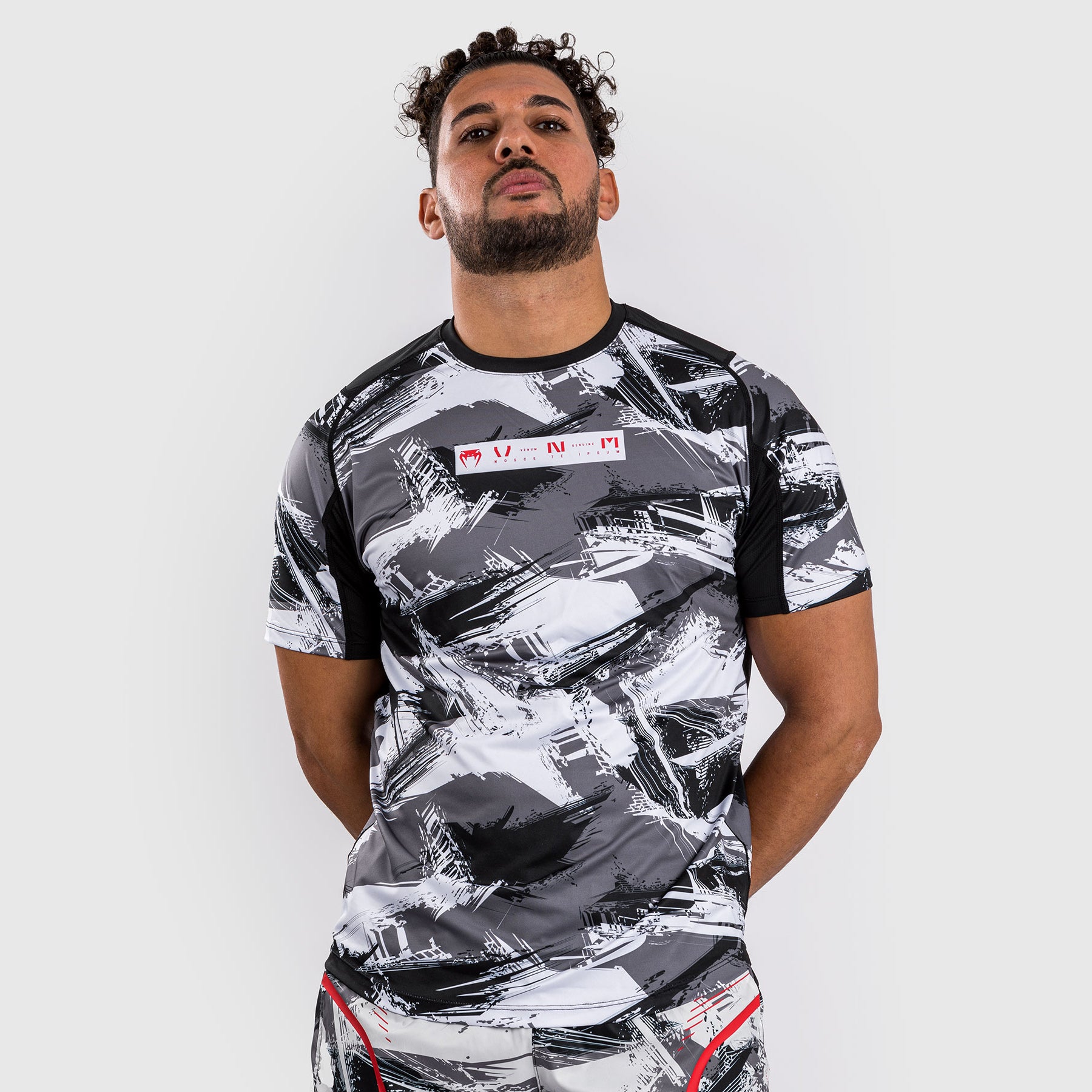 venum-electron-3-0-dry-tech-t-shirt-herren-grau-rot image 2