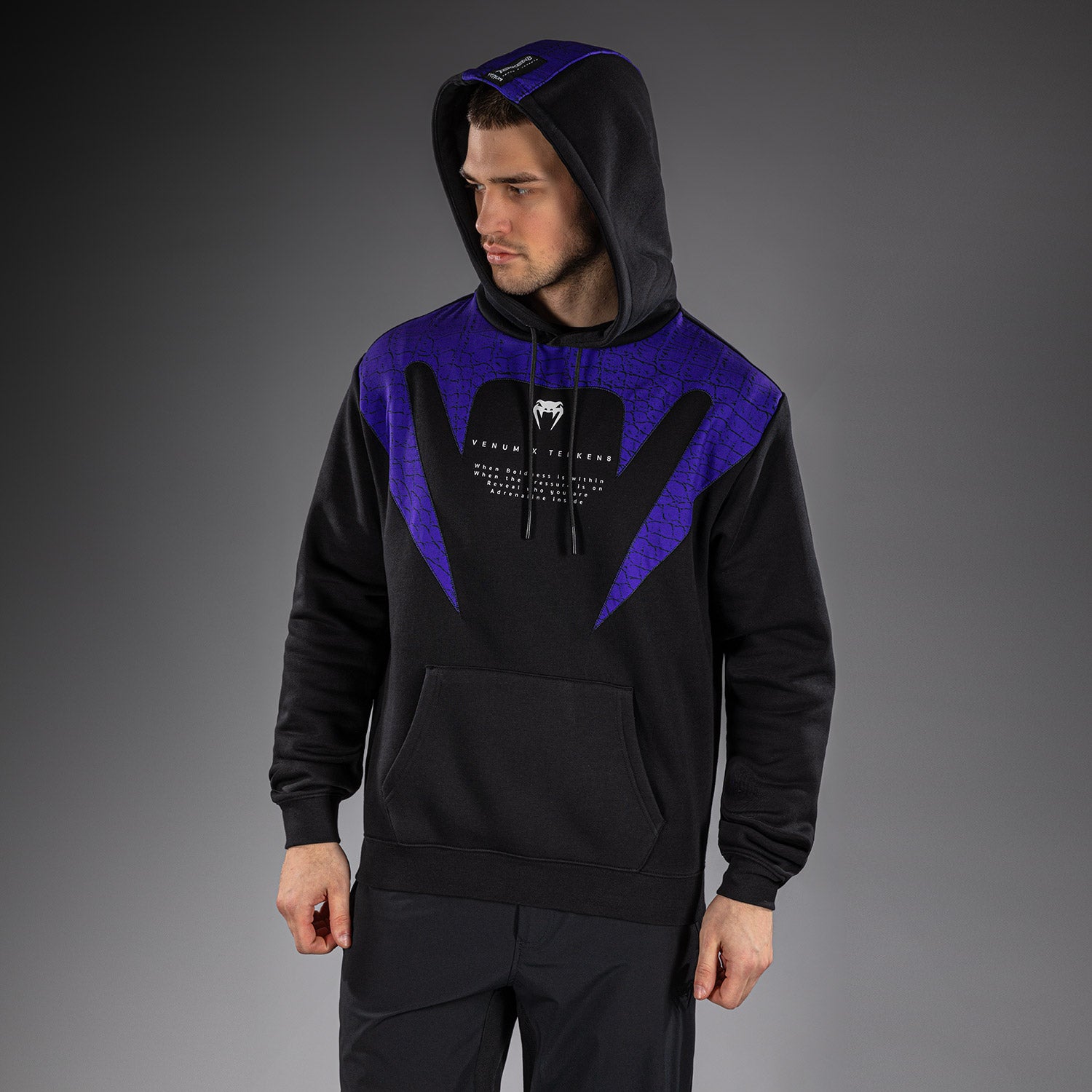 venum-x-tekken-8-kapuzenpullover-kazuya-schwarz-lila image 2