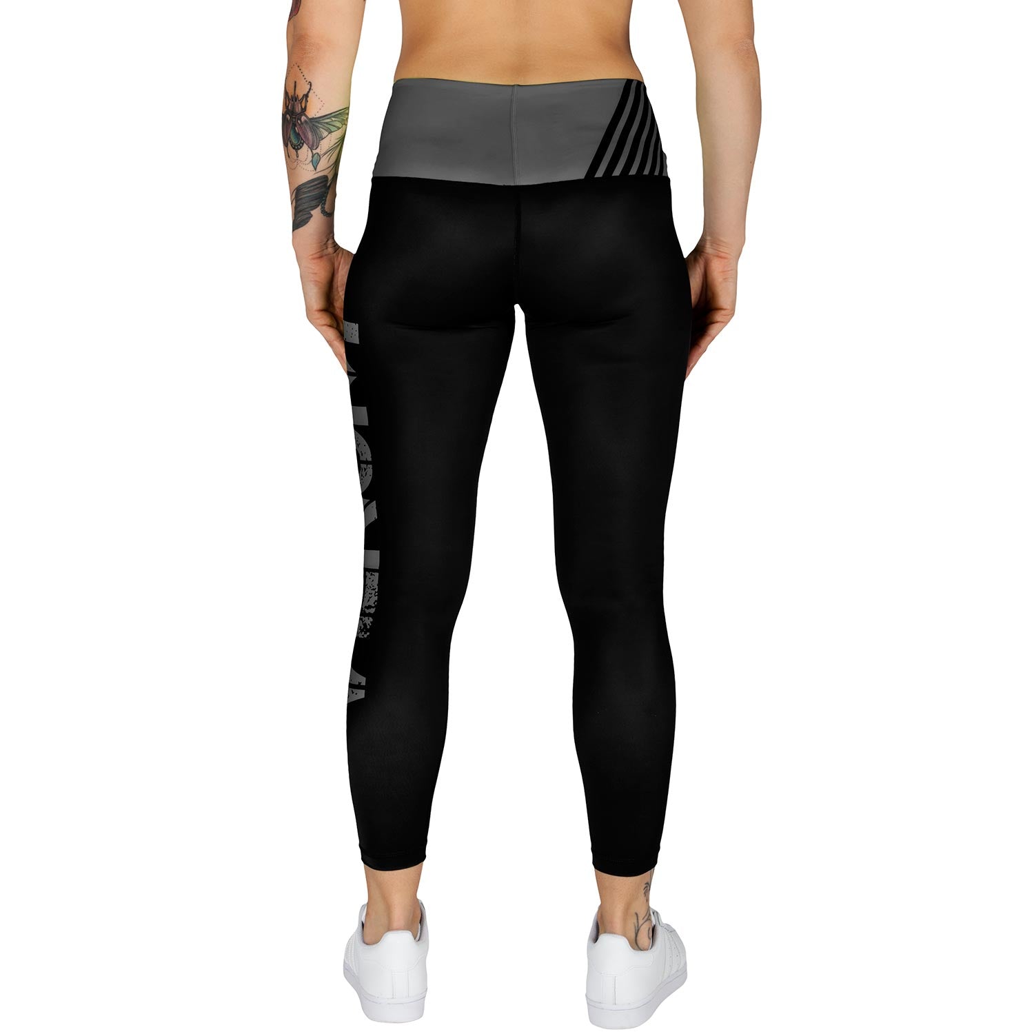 venum-power-leggings-schwarz-grau-damen-fitness-leggings image 4