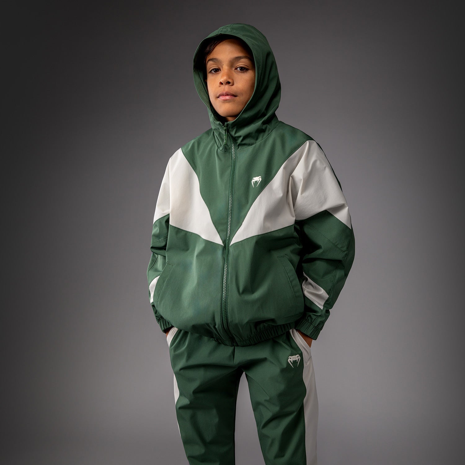 venum-vectra-trackjacke-kinder-waldgr-n-off-wei-mit-kapuze image 3