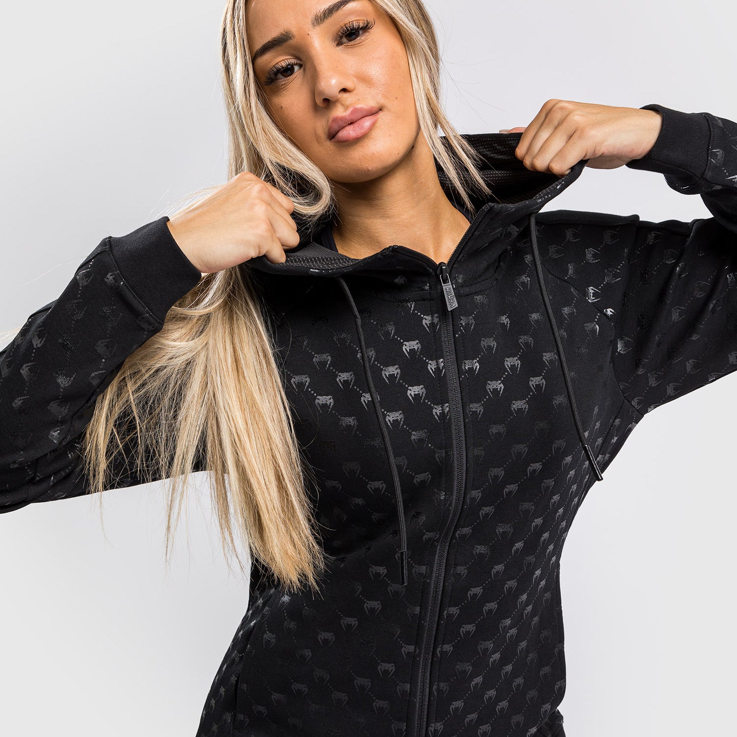 venum-monogram-zip-up-hoodie-damen-schwarz-ros-gold image 2