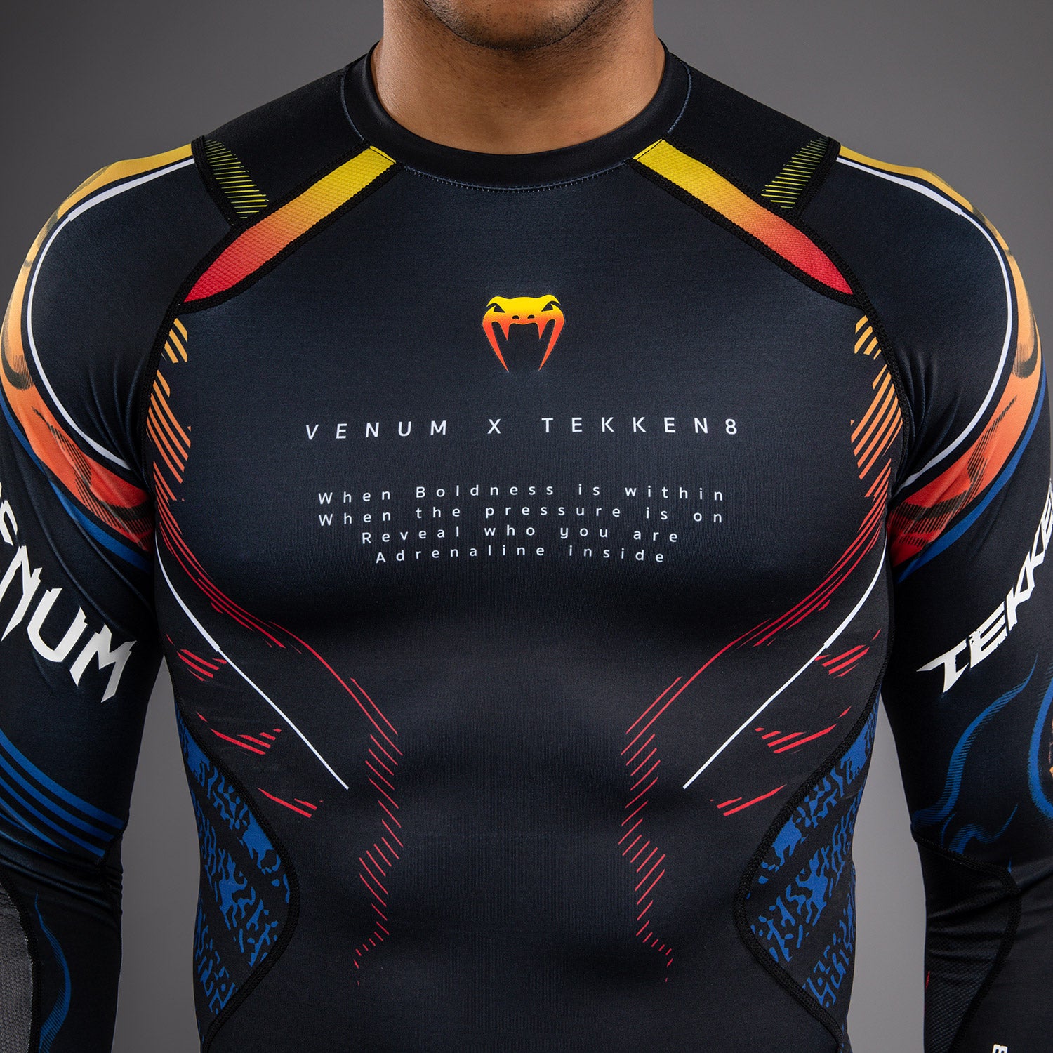 venum-x-tekken-8-yoshimitsu-langarm-rashguard-schwarz-orange image 5
