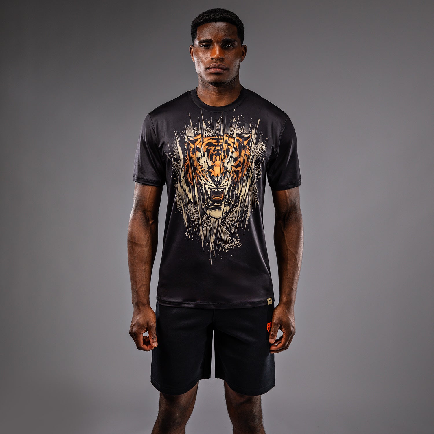 venum-tiger-herren-dry-tech-t-shirt-schwarz-neon-orange image 1