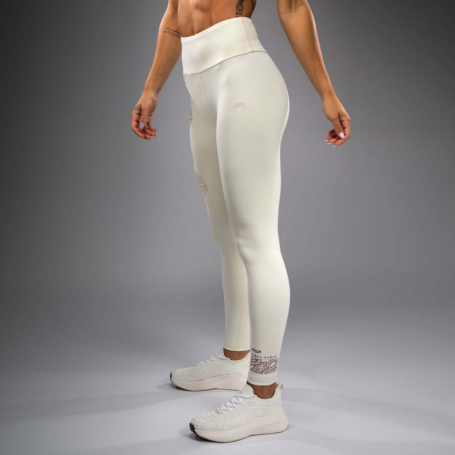 venum-serpenti-damen-leggings-high-rise-elfenbein-burgunder image 2